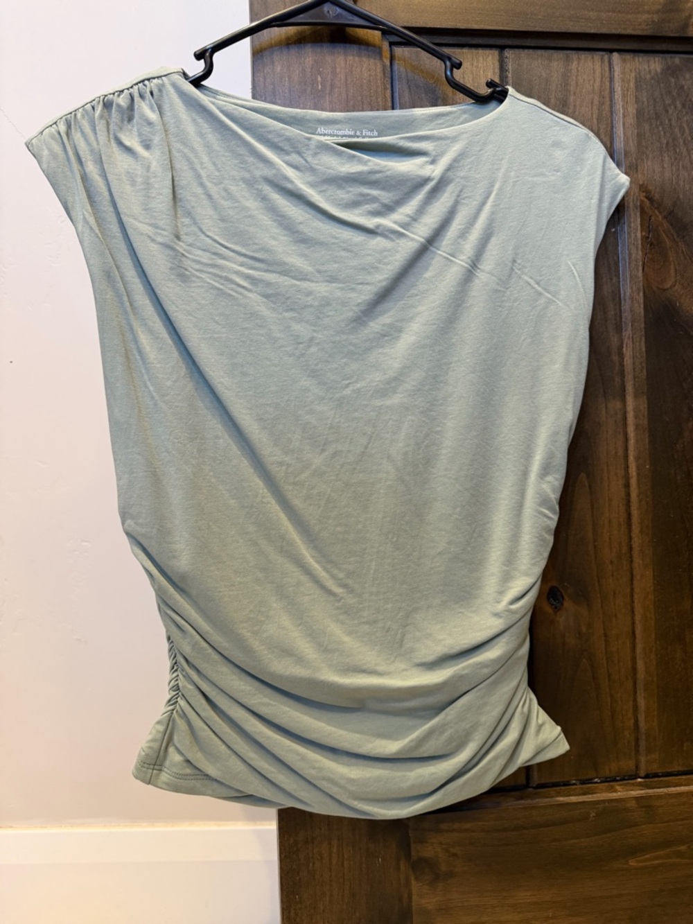 Abercrombie & Fitch Light Sage Green Ruched Side Draped Tank